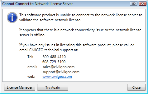Cannot Connect to Network License Server