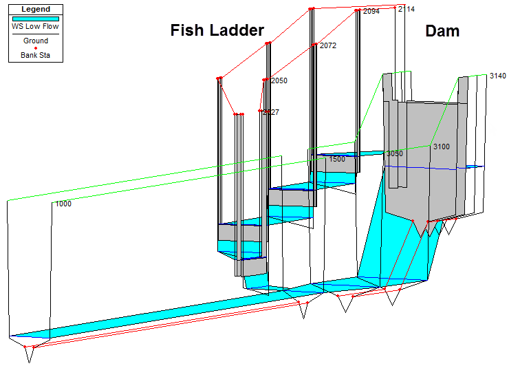 HEC-RAS Fish Ladder 3D Plot