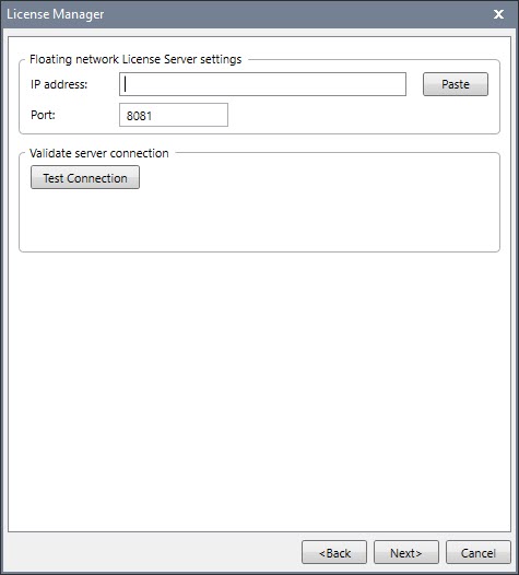 Network IP address of the Network License Server
