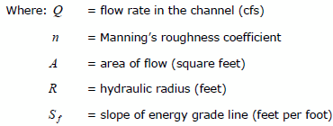 Manning's equation formula
